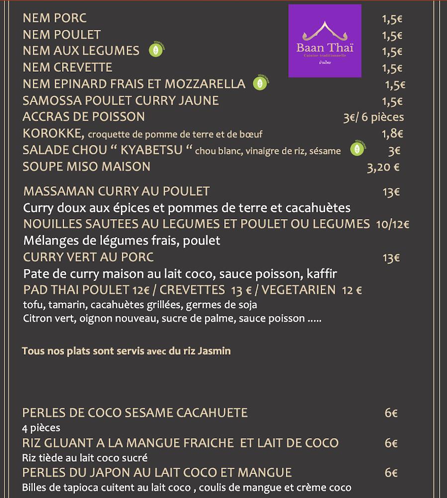Baan Thai pont l'abbé - Menu Image 1